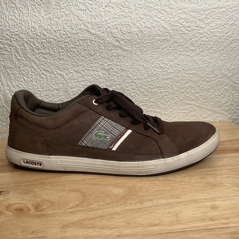 Lacoste Europa NS SPM 21233-0511‎ Brown Lace Up Sneaker Men 13 Indonesia Leather